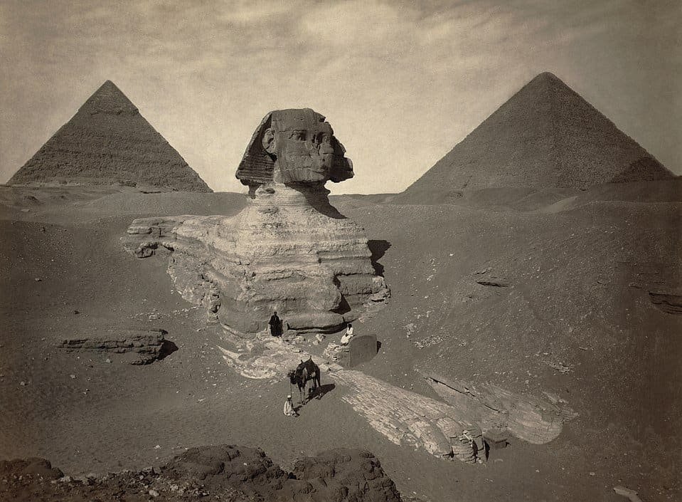 The Sphinx partially excavated, photo taken between 1867 and 1899
