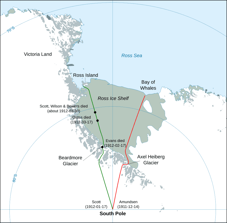 Roald Amundsen: South Pole Expedition 5 Amundsen's route compared to Scott's