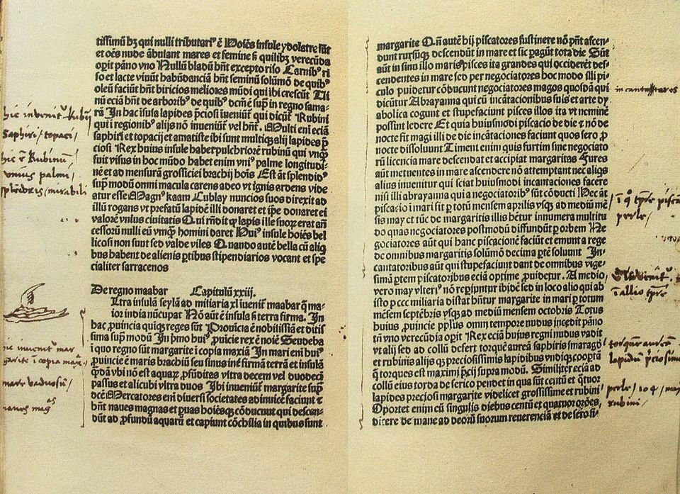 Marco Polo's Epic Journey on the Silk Road 5 Handwritten notes by Christopher Columbus on a Latin edition of Polo's book