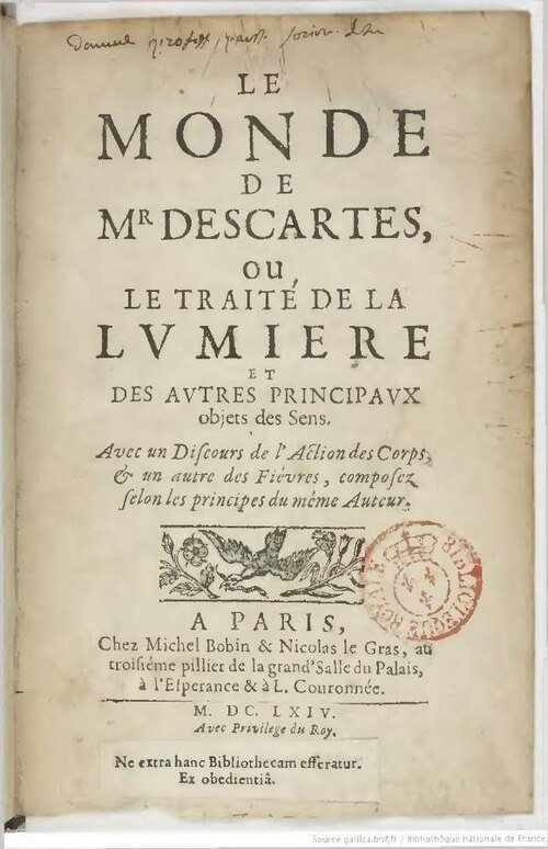 Descartes' Le Monde, 1664