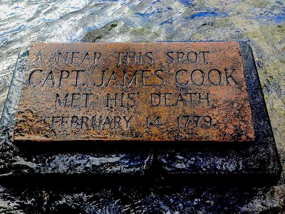 James Cook: Voyages That Changed the Map of the World 8 A marker was placed at the shoreline of Kealakekua Bay, near the spot where Captain Cook was slain.