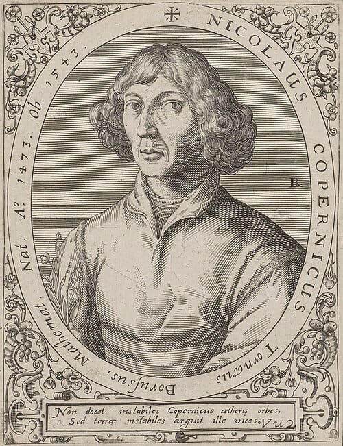"Nicolaus Copernicus Tornaeus Borussus Mathemat.", 1597