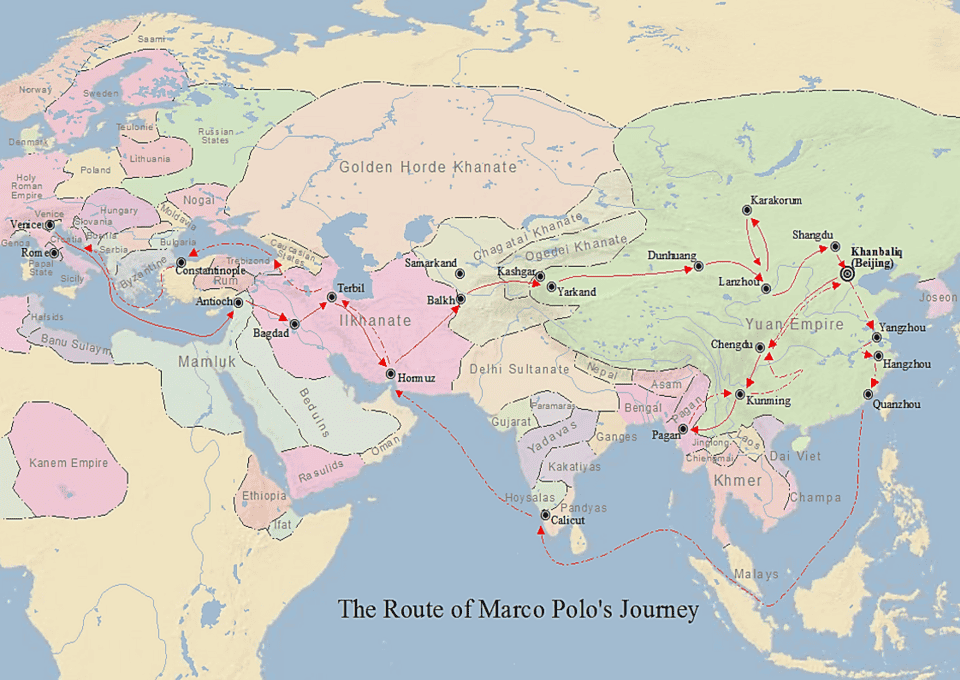 Marco Polo's Epic Journey on the Silk Road 4 Map of Marco Polo's travels