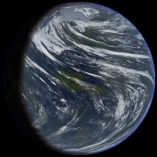 Artist's conception of a terraformed Venus