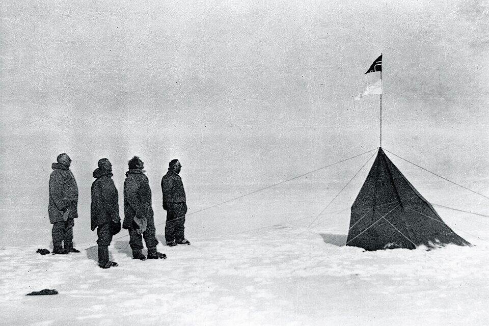 Roald Amundsen: South Pole Expedition 6 Norwegian flag at the South Pole