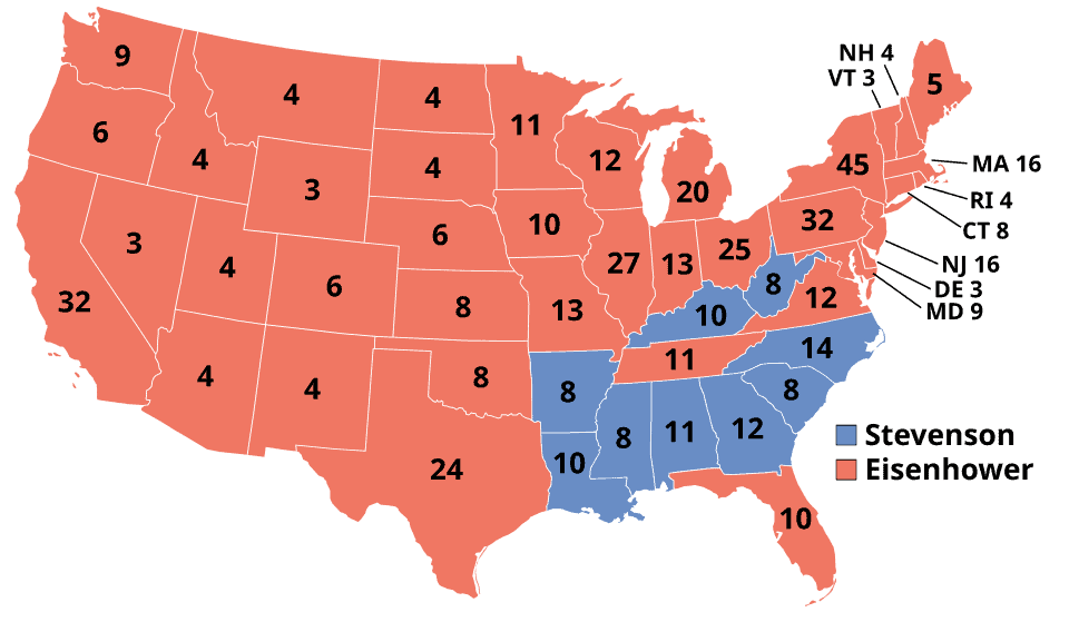 Dwight D. Eisenhower: From D-Day Commander to Cold War President 7 1952 electoral vote results