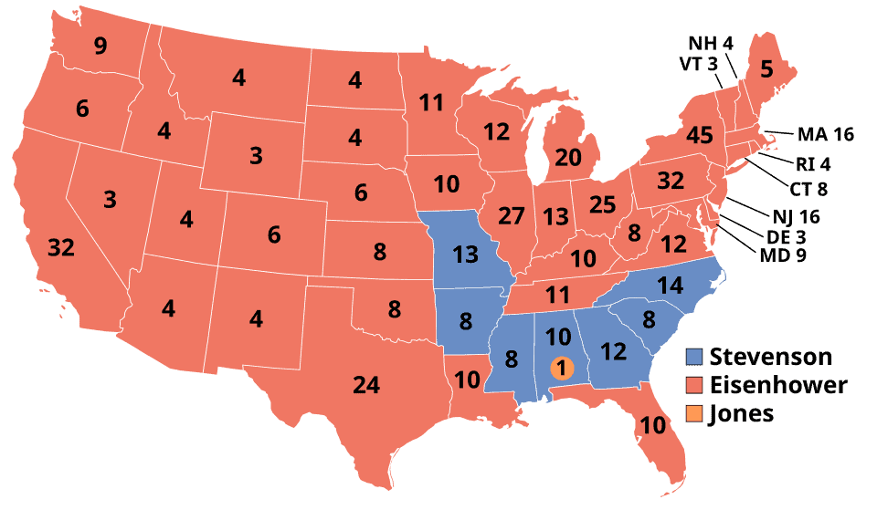 Dwight D. Eisenhower: From D-Day Commander to Cold War President 8 1956 electoral vote results