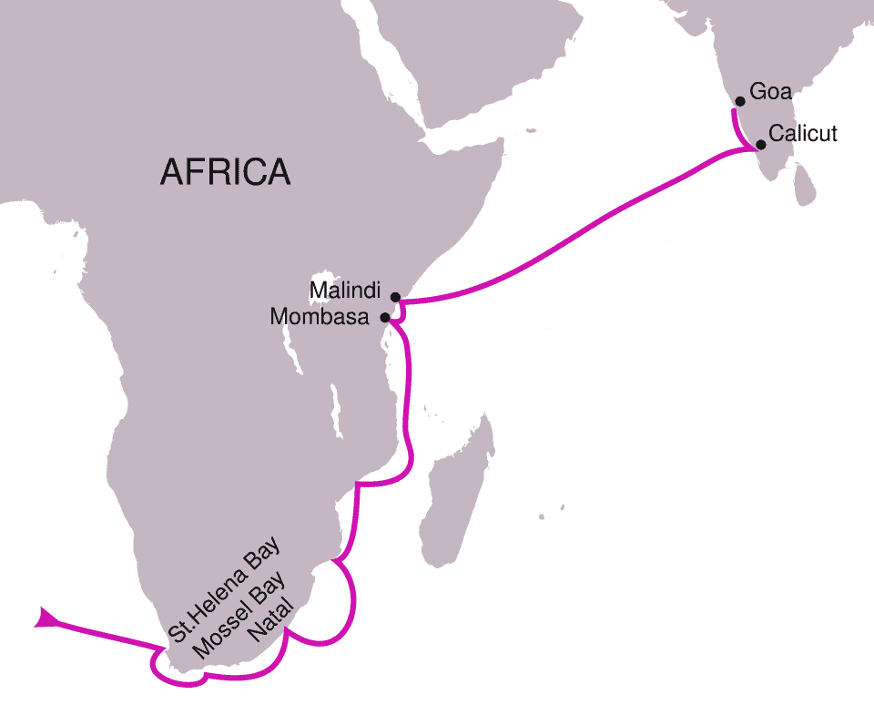 Vasco da Gama: The First Sea Route to India 3 The route followed in Vasco da Gama's first voyage (1497–1499)