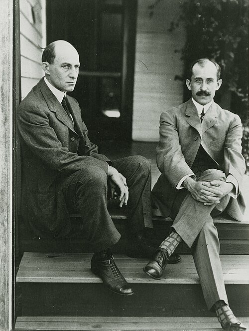 Wright brothers at their Dayton, Ohio, home in 1909