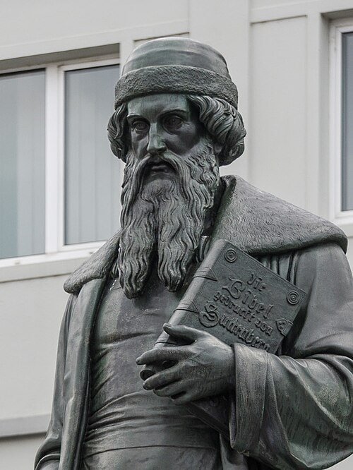 Gutenberg Monument by Bertel Thorvaldsen, erected 1837.