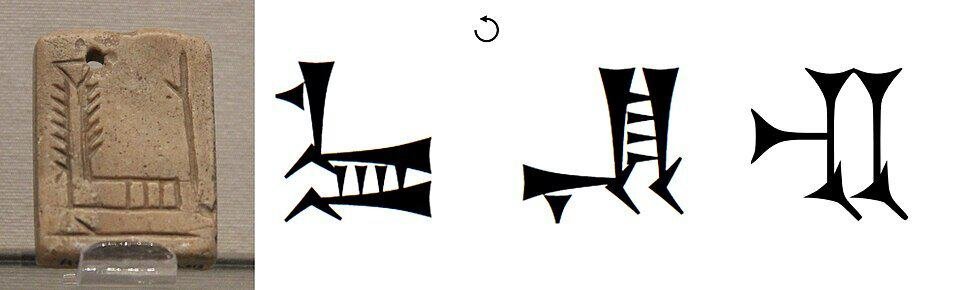 The Brilliant Story of Cuneiform Decipherment: How a Lost Ancient Script Was Cracked 5 The cuneiform sign "EN", for "Lord" or "Master": the evolution from the pictograph of a throne c. 3000 BC, followed by rotation and then simplification, down to c. 600 BC.