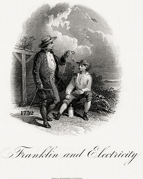 Benjamin Franklin: His Remarkable Life and Lasting Legacy 5 Franklin and Electricity, a vignette engraved by the Bureau of Engraving and Printing, c. 1860