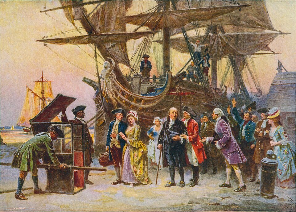 Benjamin Franklin: His Remarkable Life and Lasting Legacy 7 Franklin's return to Philadelphia, 1785, a portrait by Jean Leon Gerome Ferris