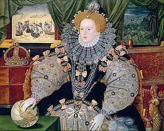 Queen Elizabeth I of England: The Virgin Queen and Her Golden Age 7 Elizabeth's hand rests on the globe, symbolising her international power. One of three known versions of the "Armada Portrait".