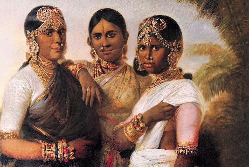 The two queens in the painting are thought to advertise vaccination over variolation, as they display the respective traces on their skin: