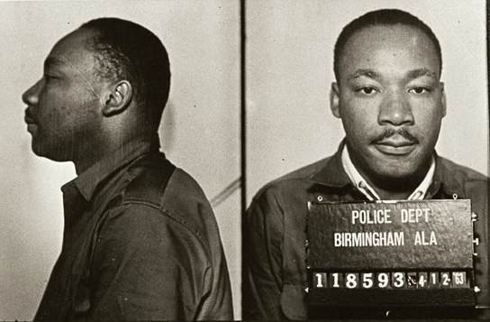 King was arrested in 1963 for protesting the treatment of black people in Birmingham.